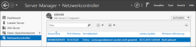 Server-Manager mit installierter Rolle »Netzwerkcontroller«