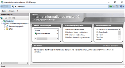 Verwaltungsoberfläche für den IIS