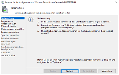 WSUS-Konfigurationsassistent