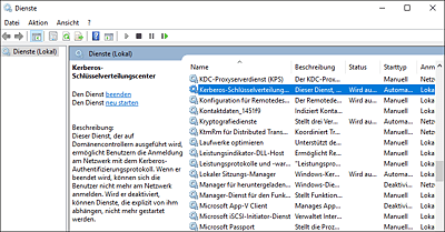 Der Dienst »Kerberos-Schlüsselverteilungscenter« auf einem Windows-Domänencontroller