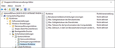 Konfigurationsmöglichkeit der Kerberos-Richtlinien