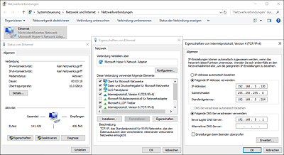 Netzwerkkartenkonfiguration für »W2k19-SUBDC01«