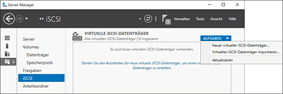 Erstellen neuer oder Import bestehender iSCSI-Datenträger