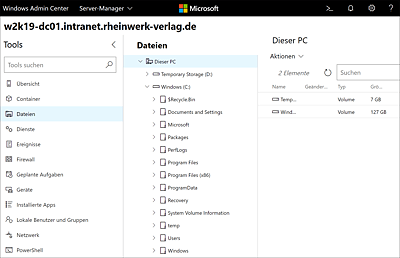 Dateisystemzugriff per Browser über das Windows Admin Center