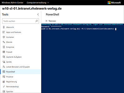 Die PowerShell-Konsole von Windows Admin Center