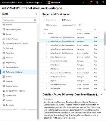 Windows Admin Center Rollen und Funktionen