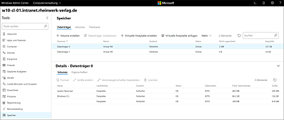 Windows Admin Center Datenträgerverwaltung