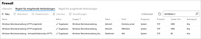 Eingehende WinRM-Firewallregeln