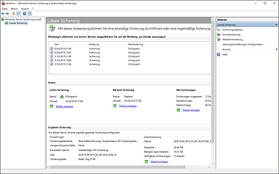 MMC-Verwaltungskonsole der Windows Server-Sicherung