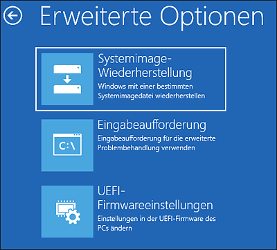 Erweiterte Optionsauswahl der Computerreparaturoptionen