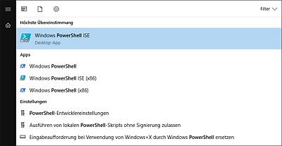 PowerShell-Einträge im Startmenü