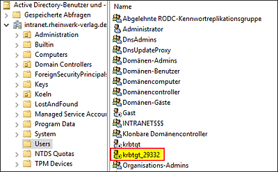 Das »krbtgt«-Konto des gelöschten RODC muss manuell gelöscht werden.