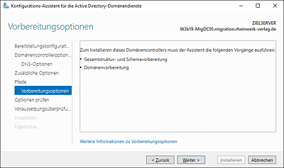 Die noch notwendigen Vorbereitungsoptionen für den neuen 2019-DC