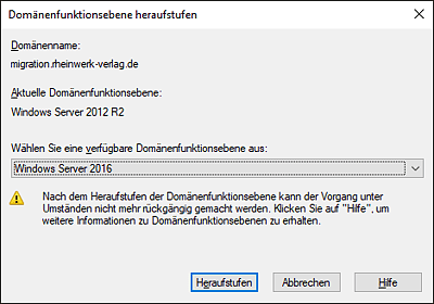 Domänenfunktionsebene heraufstufen