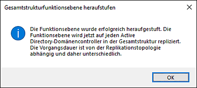 Die Gesamtstrukturfunktionsebene wurde erfolgreich heraufgestuft.