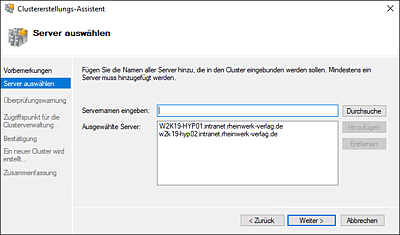 Hinzufügen von Servern als Cluster-Knoten