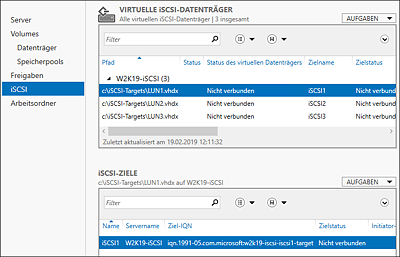 Der virtuelle iSCSI-Datenträger ist einem iSCSI-Ziel zugeordnet.