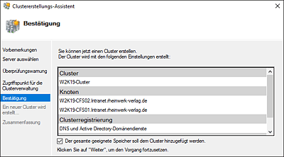 Zusammenfassung der Konfiguration