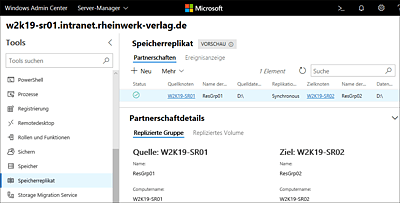 Verwaltung des Speicherreplikats im Windows Admin Center