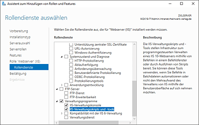 Installation der Rollendienste für die Remote-Verwaltung