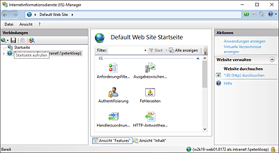 Erfolgreiche Verbindung zu einem (Remote-)IIS-Server