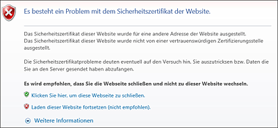 Zertifikatwarnung im Internet Explorer