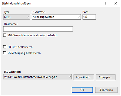 Sitebindung hinzufügen