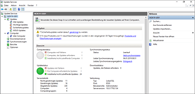 WSUS-Konsole im Überblick