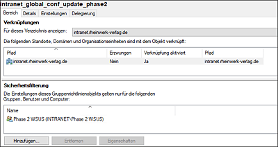 Phase 2-Computer sind Teil der Active Directory-Computergruppe »Phase 2 WSUS«