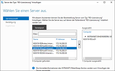 Hinzufügen eines Lizenzservers