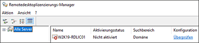 Die Konfiguration des Lizenzservers »passt« nicht.