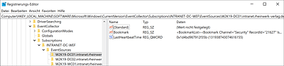 »EventSources« in der Registry