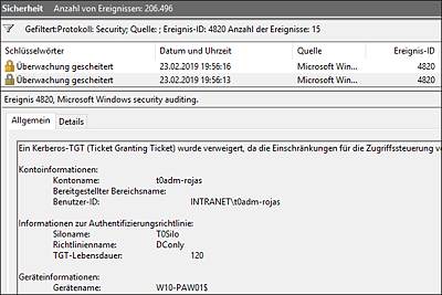 Event-Log zum Authentication-Policy-Silo