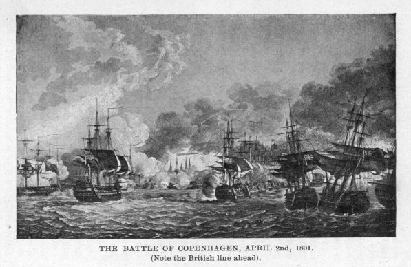 THE BATTLE OF COPENHAGEN, APRIL 2nd, 1801. (Note the British line ahead.)