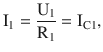 $$\mathrm{I}_{1} =\frac{\mathrm{U}_{1}}{\mathrm{R}_{1}}=\mathrm{I}_{\mathrm{C}1},$$