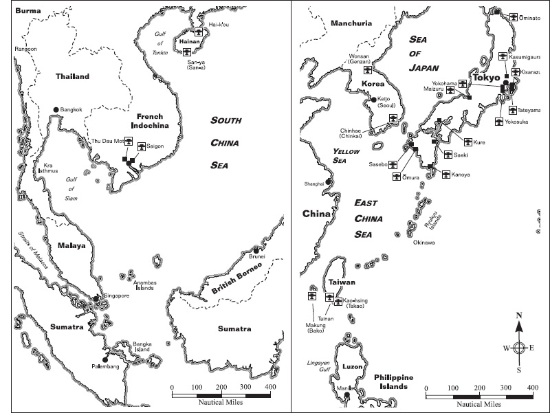 Map 6-1. Major Japanese naval air bases, December 1941