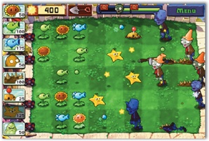 Casual games are ideal boredom busters. As shown here, games let you escape into worlds where cartoon birds fling themselves at an occupying army of pigs (Angry Birds, left) and where lawn plants defend against a horde of invading undead (Plants vs Zombies, right).