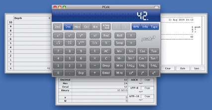 The PCalc desktop application for Mac OS X.