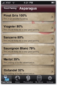 Wine Steward uses good old table views, but creates a vintage ambience by draping a backdrop image across the screen, with a parchment graphic in the background of each table cell that makes each entry appear to be written on an aged wine label. The burgundy-tinted navigation bar maintains the app's wine flavor.