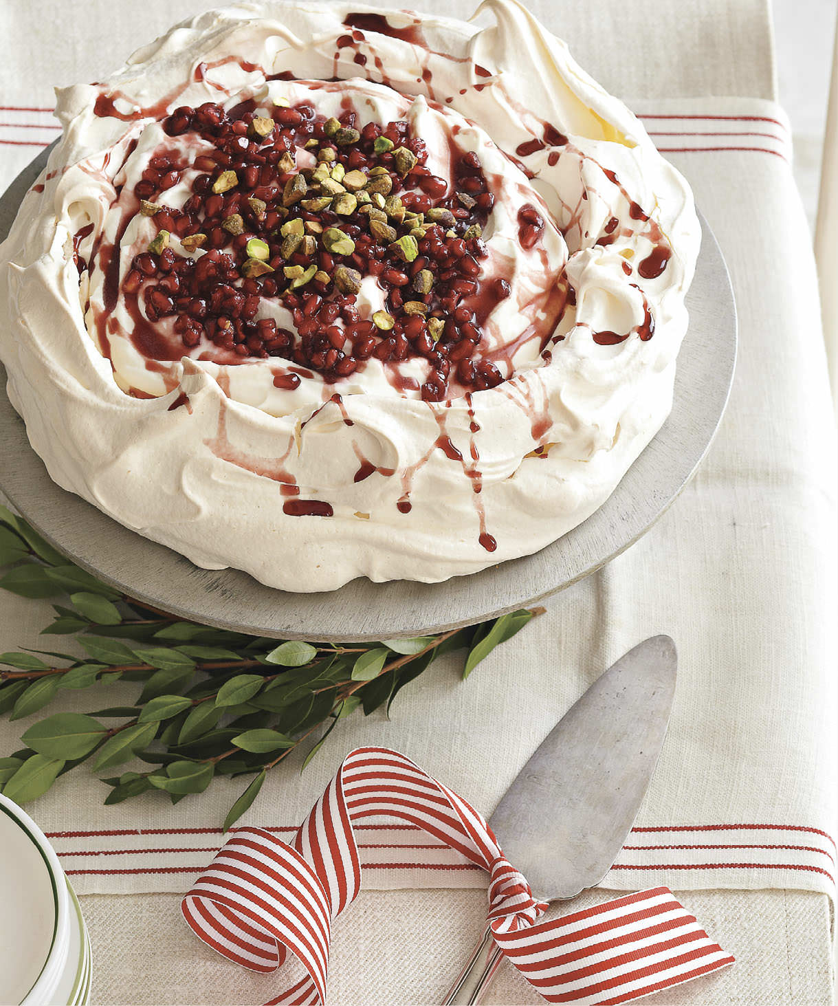 Pomegranate Pavlova with Pistachios and Honey