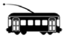 small line illustration of the side view of a streetcar/tram