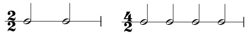 Two-two and four-two time signatures