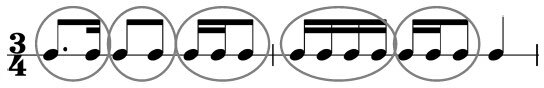 Example of grouping in three-four