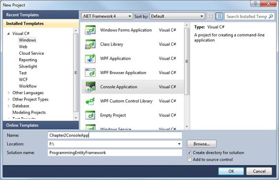 Creating a new Console Application project