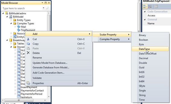 Adding a scalar property to a complex type