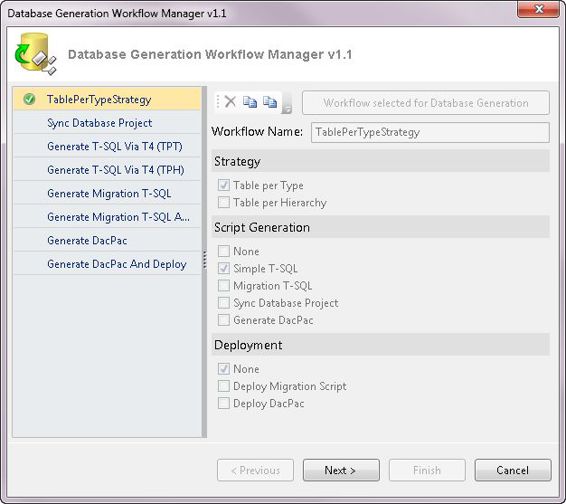 The Power Pack’s database generation wizard