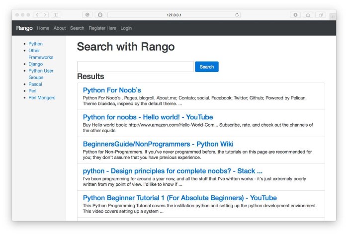 Searching for "Python for Noobs".