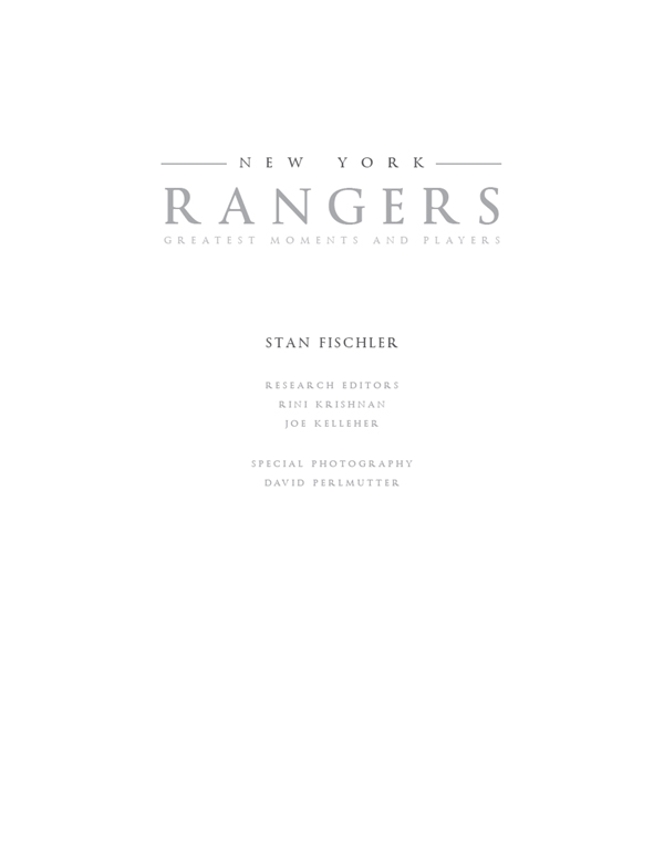 Title Page of New York Rangers