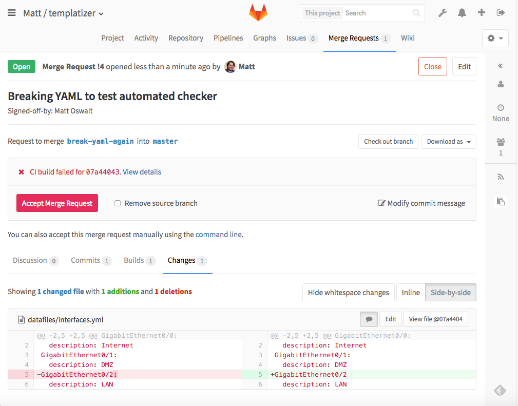 CI build failed due to invalid YAML