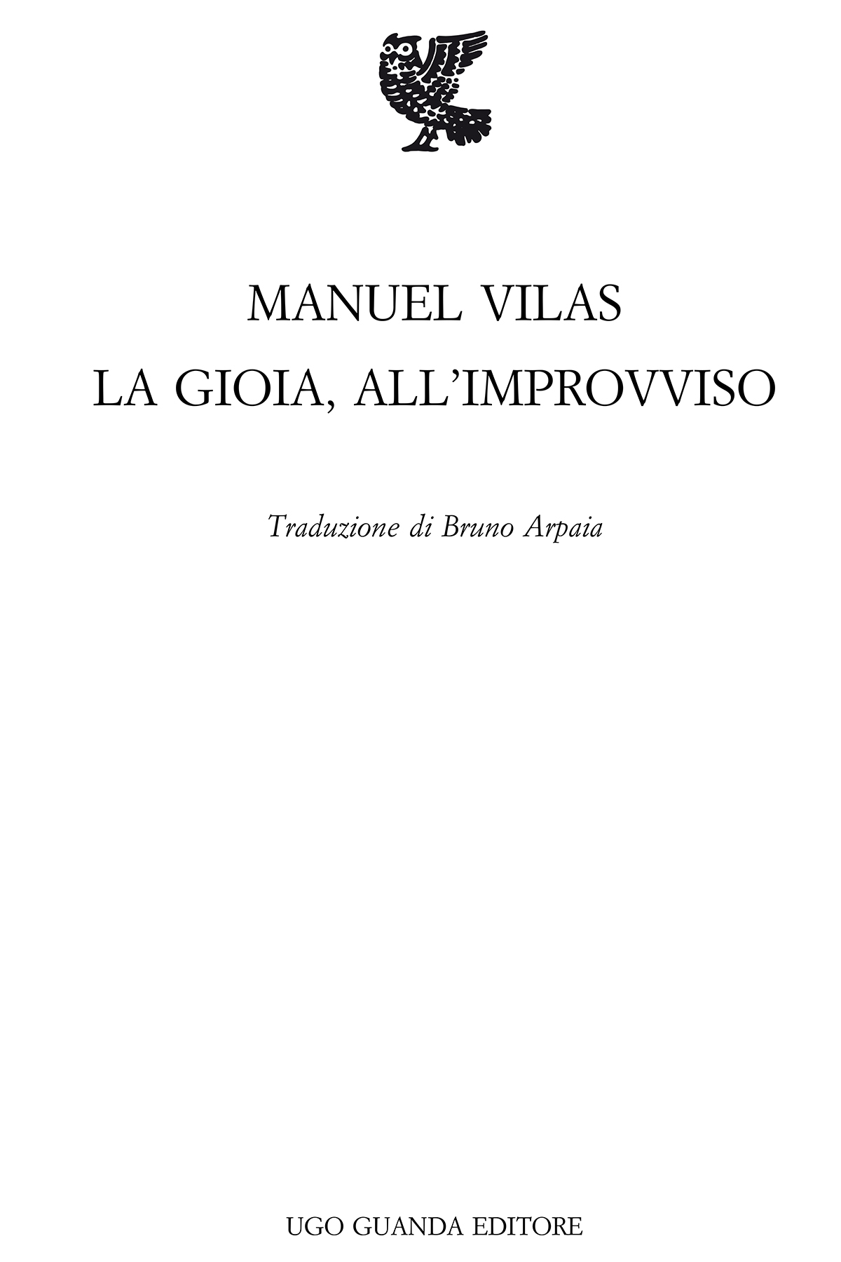 Immagine per il frontespizio. Manuel Vilas: La gioia, all’improvviso. Ugo Guanda Editore S.r.l.